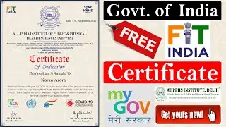 Free Govt Certificate Online - AIIPPHS Government of India Pledge Certificate - Fit India
