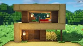 ⚒️ Minecraft : How To Build a Small Survival Wooden Modern House (#4)