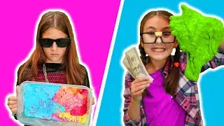 ¡La pobre Eva y la rica Violetta hacer Slime y luego venden en la feria! ¿Quién venderá más?