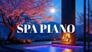 Luxury Spa Piano Music - Modern Fireplace & Pool