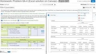 Problem 8A-4 Calculate Employer Payroll Taxes & Complete Form 941
