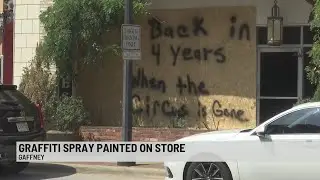 Graffiti spray painted on store in Gaffney, message appears to be directed towards new mayor