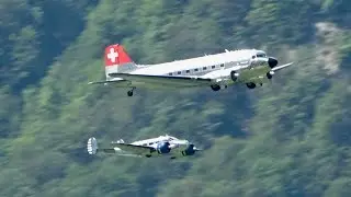 Classic Formation DC-3 and 3 Beech 18 flying Display Mollis Zigermeet 2019 AirShow