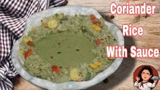 Coriander rice with gravy l Jain Instant Recipe l Jain Rice l Jain green gravy with coriander rice 
