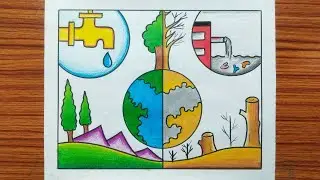 Our Earth, Our Responsibility: Earth Day Drawing / Earth Day Drawing / Save Earth Poster 2025