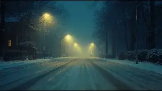 Silent Winter Night Street | Peaceful Snowfall & Cinematic Night Ambience