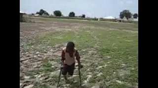 Khan's crutch stuck in the mud, in South Sudan