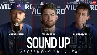 Интервью перед первой игрой серии Wild Card команды Cubs NL: Майкл Буш, Карсон Келли и Крейг Каун...