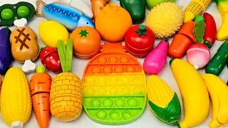 Satisfying Video | Drop Fruits and Vegetables with Candy in Red Pool ASMR