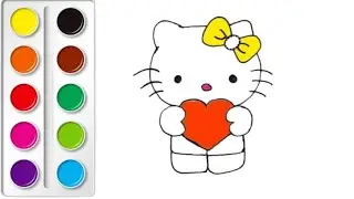 Hello kitty drawing, painting, magic fingers art, drawing tutorial, how to draw part 1833