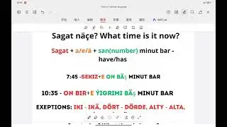 Time in Turkmen language/  Время на туркменском языке. Türkmen dilinde wagt.