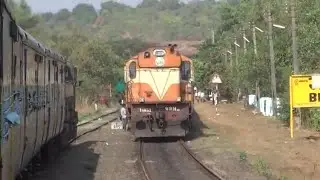 Entering loop line and crossing over to main line on a Single line section : Konkan Railway