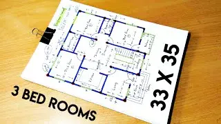33 x 35 house plan design II 33 x 35 ghar ka naksha II 3 bhk house plan