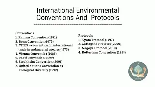 International Environmental Conventions And Protocols | important conventions and protocols | UPSC