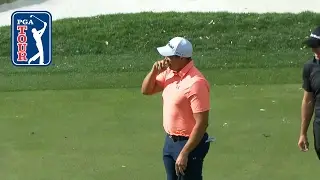 Wind blows Scott Stallings ball in the hole for par