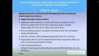 Bosnia and Herzegovina - Obtain a Police Clearance / Good Conduct Certificate (PCC)
