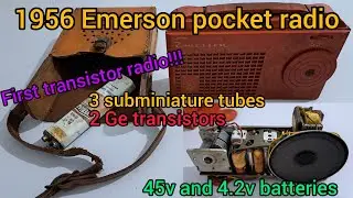 Vintage Emerson radio(1956) using 3 subminiature tubes and 2 Ge transistors.