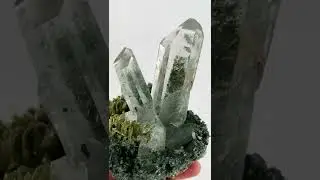 Phantom Inclusion Chlorine Quartz on Epidote Matrix