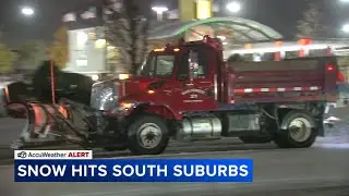 Snow plows working to clear roads in County Club Hills on Monday