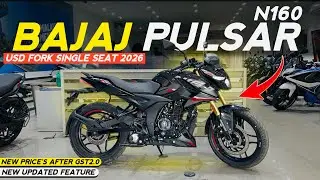 Bajaj Pulsar N160 USD Forks Single Seat 2026 New Updated Model GST Price Features Mileage Review