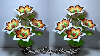 Cara Mudah Membuat Bunga | DIY Paper flower | How to make paper flower making with paper for school