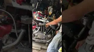 1970 Harley Sportster engine running on a test stand vid #2