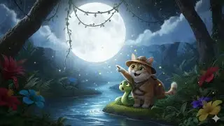 Funny Moonlight Tea Time! Cat & Snake Get Sleepy 🌙☕😂 | Cartoon Short