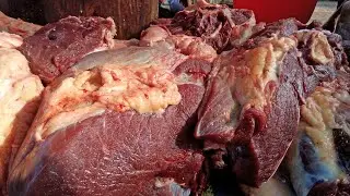 Wonderful Fresh Meat Shop In A Village Meat Market = The New Butcher Amazingly Meat Processing