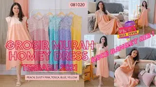 REKOMENDASI HOMEY DRESS GROSIR MURAH TERBARU KEKINIAN 2020 2021 DI SHOPEE WARNA PINK M-XXL KECE BGT