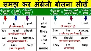 समझ कर अंग्रेजी बोलना सीखें | Subject, Verb, Object, helping verb in English Grammar