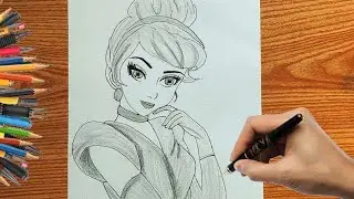 Cute Cindrellah Drawing Tutorial For Beginners || Easy Drawing 