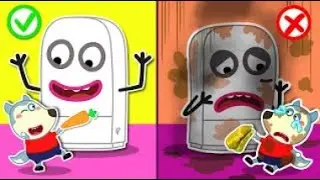 Talking Refrigerator Teaches Baby Wolf to Eat Healthy Food Wolfoo Channel