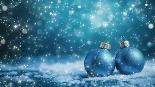Light Blue Christmas Background Loops with Christmas balls on snow