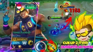 Gameplay!!! Buíld bruno tersakit!!!sekali sepak musuh kejang²#mobilelegends 