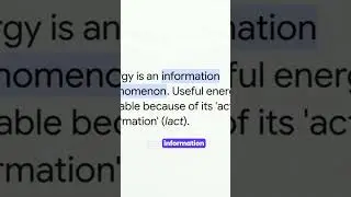 Energy as Information #TimePhysics #InformationTheory