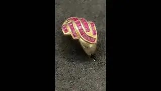 10k American 1970's Vintage ring, square Rubies