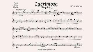 Playalong - Lacrimosa Requiem (Mozart) C instrument sheet music with Orchestra & Choir accompaniment
