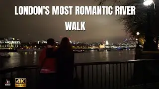 Night Walk Tour: Experience the Magic of River Thames | Waterloo to Southwark 4K