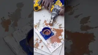 Cutting clean and precise 💎 this 1-3/8&rdquo; diamond hole saw makes quick work of the shower valve.
