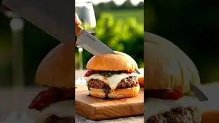 Italian Trattoria Burger 🍷 | Mozzarella, Pesto & Sun-Dried Tomato | ASMR Smart Knife Cut