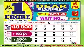 Dear Regal Wednesday Weekly Lottery 6:00 PM Live Draw Date 12.11.2025