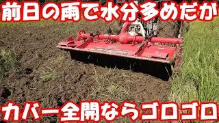 ロータリーカバー全開！太郎お気に入りの耕耘方法。#耕耘 