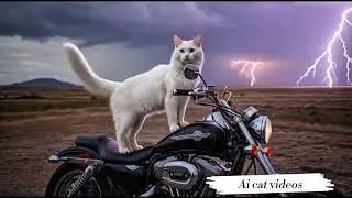 White kitten on a bike! People can't stop clicking | Cute kitty riding a bike! Too adorable