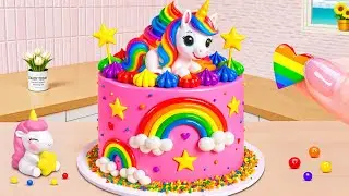 🦄 Cute Mini Unicorn Rainbow Pink Cake 🌈🎂  Satisfying ASMR Recipe