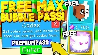 FREE PREMIUM BUBBLE PASS CODES IN BUBBLE GUM SIMULATOR UPDATE! Roblox