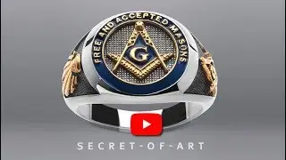 Masonic Ring Freemason F & AM Silver 925 Sterling with 24K-Gold-Plated Parts Freemason jewelry gift