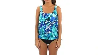 Maxine Cherry Blossom Banded Scoop Blouson Tankini Top | SwimOutlet.com