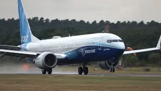*RARE* EXPERIMENTAL Boeing 737 MAX 10 WET RUNWAY Takeoff! | N27752