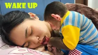 Cubis waking up aunt looks so funny and naughty