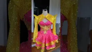 Платье мажоретки в розово-золотисто-желтых тонах в стиле Барби 🩷🤍💛